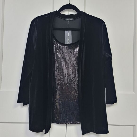 Notations velvet cardigan with sequined attached top, XL - Picture 7 of 7